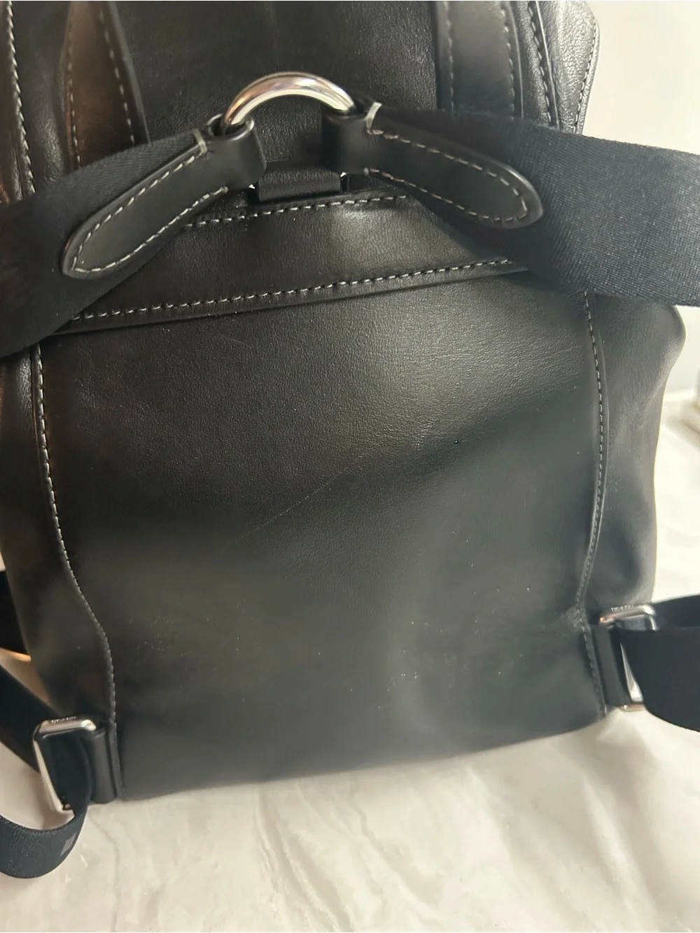 Coach Black Leather Logo Drawstring Backpack - Picture 7 of 12